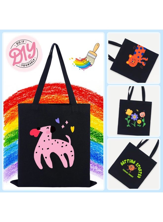 FF Sgdfc 2 Pcs Canvas Tote Bags, Natural Color Tote Bags 15 x 16 inch Sustainable Eco Friendly reusable, for Grocery Bags, DIY Gift Bags, Shopping Bags (Black) - Image 5