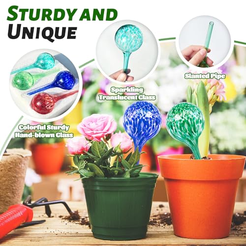 Bvrbaory Plant Watering Globes,Colorful Hand-Blown Glass Watering Bulbs,Small Self Watering Globes Inserts for Indoor & Outdoor Plants,Support Plant Health,Plant Watering Devices(4 Pcs) - Image 3