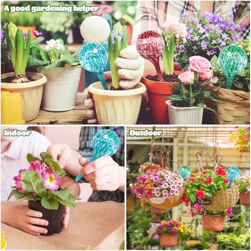 Bvrbaory Plant Watering Globes,Colorful Hand-Blown Glass Watering Bulbs,Small Self Watering Globes Inserts for Indoor & Outdoor Plants,Support Plant Health,Plant Watering Devices(4 Pcs) - Image 5