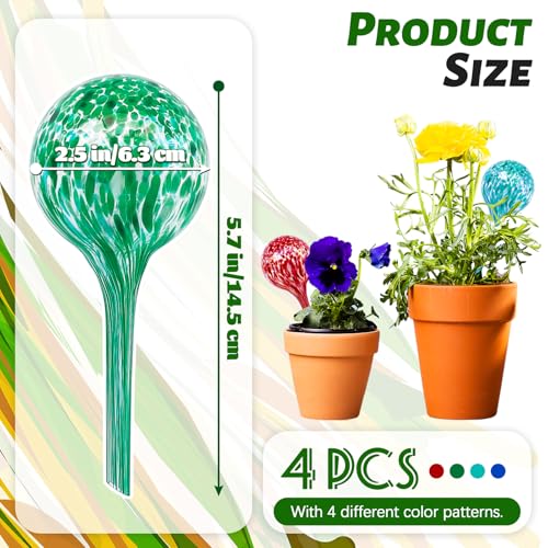 Bvrbaory Plant Watering Globes,Colorful Hand-Blown Glass Watering Bulbs,Small Self Watering Globes Inserts for Indoor & Outdoor Plants,Support Plant Health,Plant Watering Devices(4 Pcs) - Image 2