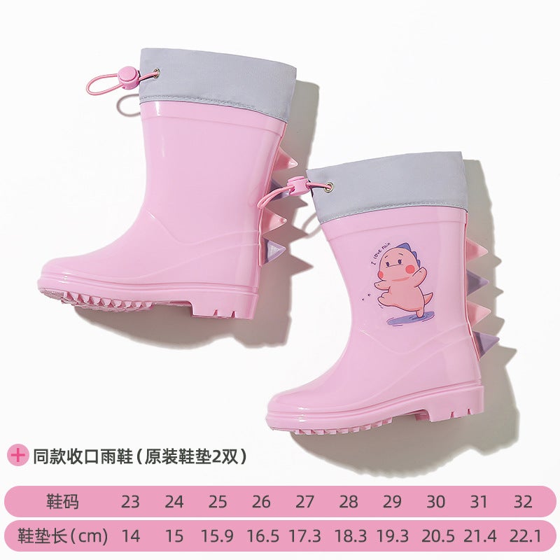 Children'S Raincoat Boy'S Transparent Brim Yellow Duck Poncho Full-Body Lengthened Girls' Waterproof Dinosaur Bundle Rain Boots Set - Image 1