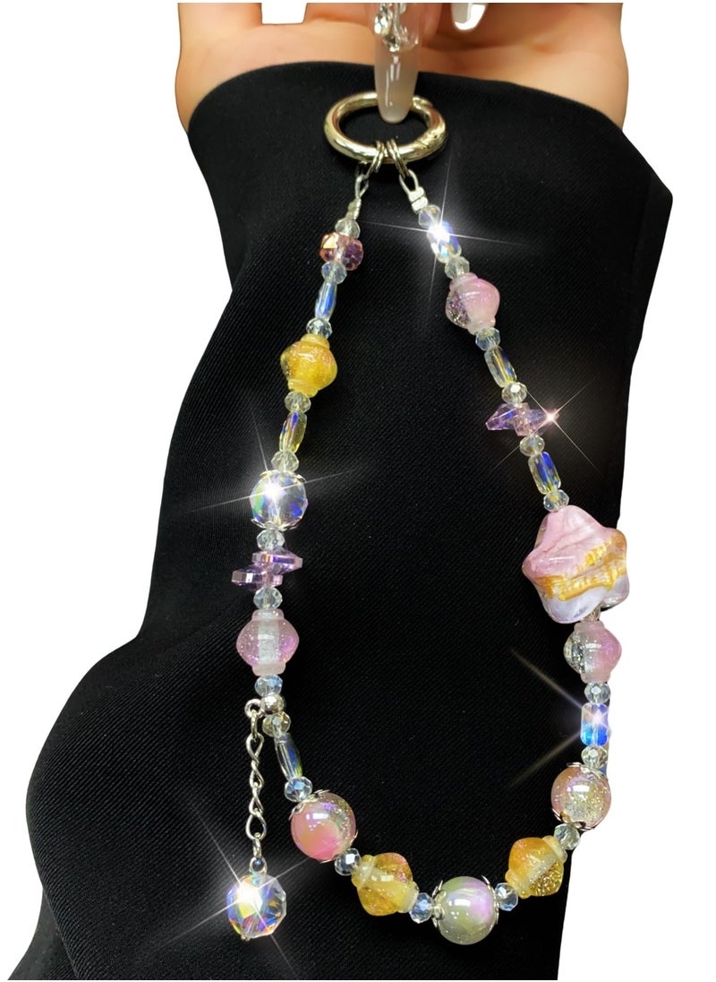 Generic Phone Charm, Natural Beaded Charms crystal lanyards, Anti-Lost Charm Wrist Strap Phone Lanyard Wrist Strap Keychain for Wallet Handbag Camera Cell Decoration  - Image 2