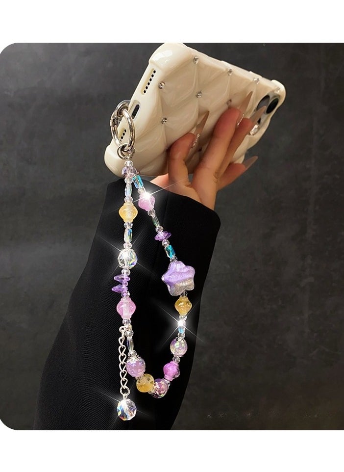 Generic Phone Charm, Natural Beaded Charms crystal lanyards, Anti-Lost Charm Wrist Strap Phone Lanyard Wrist Strap Keychain for Wallet Handbag Camera Cell Decoration  - Image 3