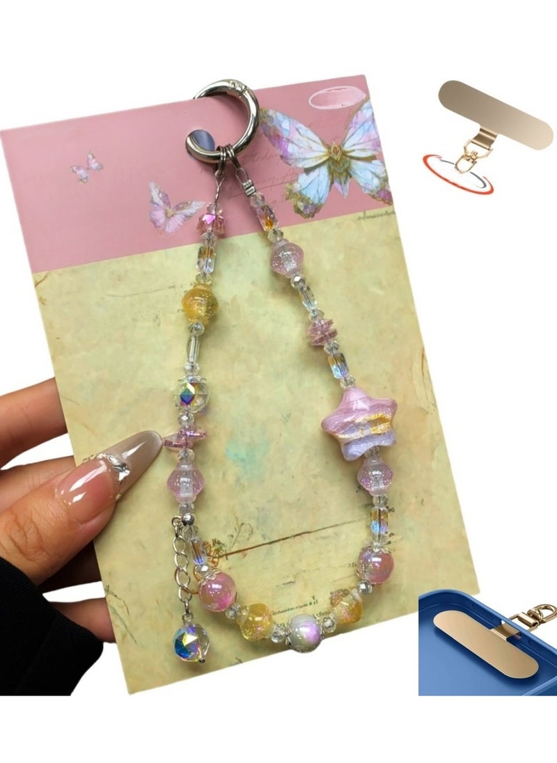 Generic Phone Charm, Natural Beaded Charms crystal lanyards, Anti-Lost Charm Wrist Strap Phone Lanyard Wrist Strap Keychain for Wallet Handbag Camera Cell Decoration  - Image 1