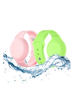 2 Pack Airtag Bracelet for Kids Waterproof Silicone Wristband Full Case Cover for Apple Airtag Holder Anti Lost Watch Band Hidden Accessories for Toddler Child Strap