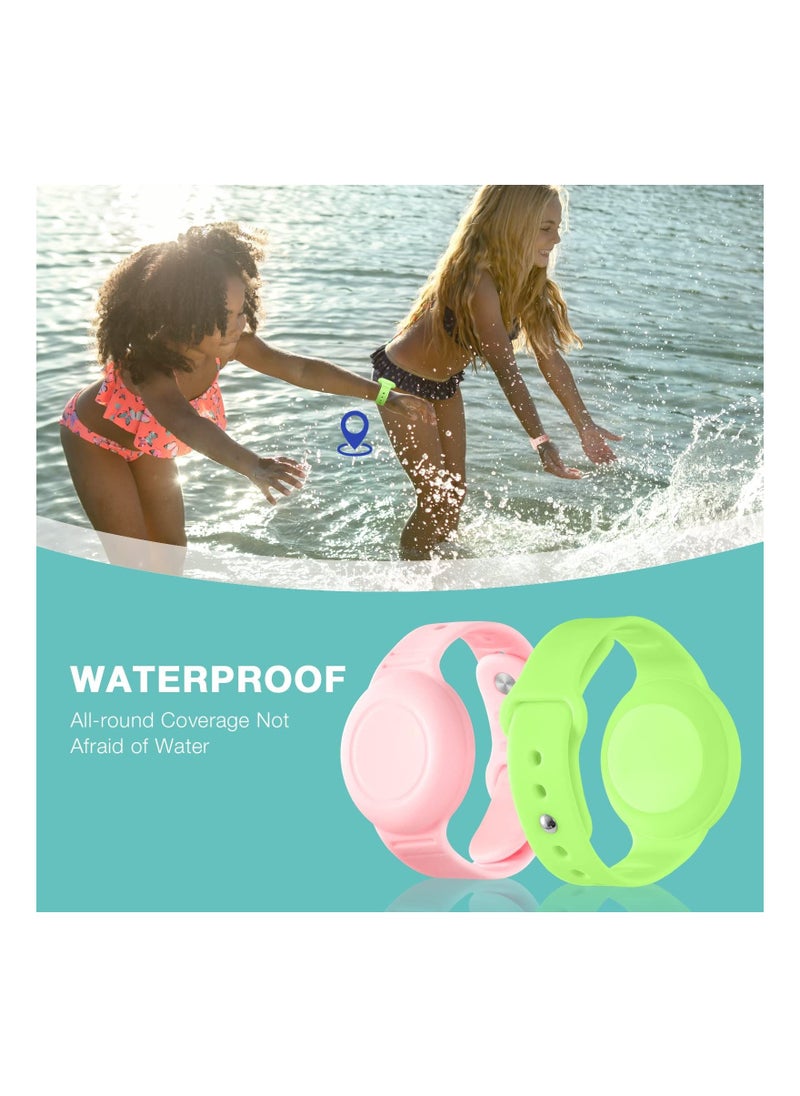SYOSI - 2 Pack Airtag Bracelet for Kids Waterproof Silicone Wristband Full Case Cover for Apple Airtag Holder Anti Lost Watch Band Hidden Accessories for Toddler Child Strap - Image 1