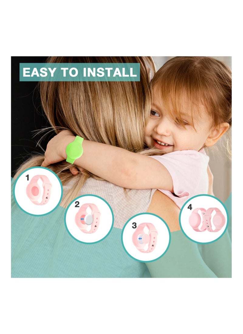 SYOSI - 2 Pack Airtag Bracelet for Kids Waterproof Silicone Wristband Full Case Cover for Apple Airtag Holder Anti Lost Watch Band Hidden Accessories for Toddler Child Strap - Image 1