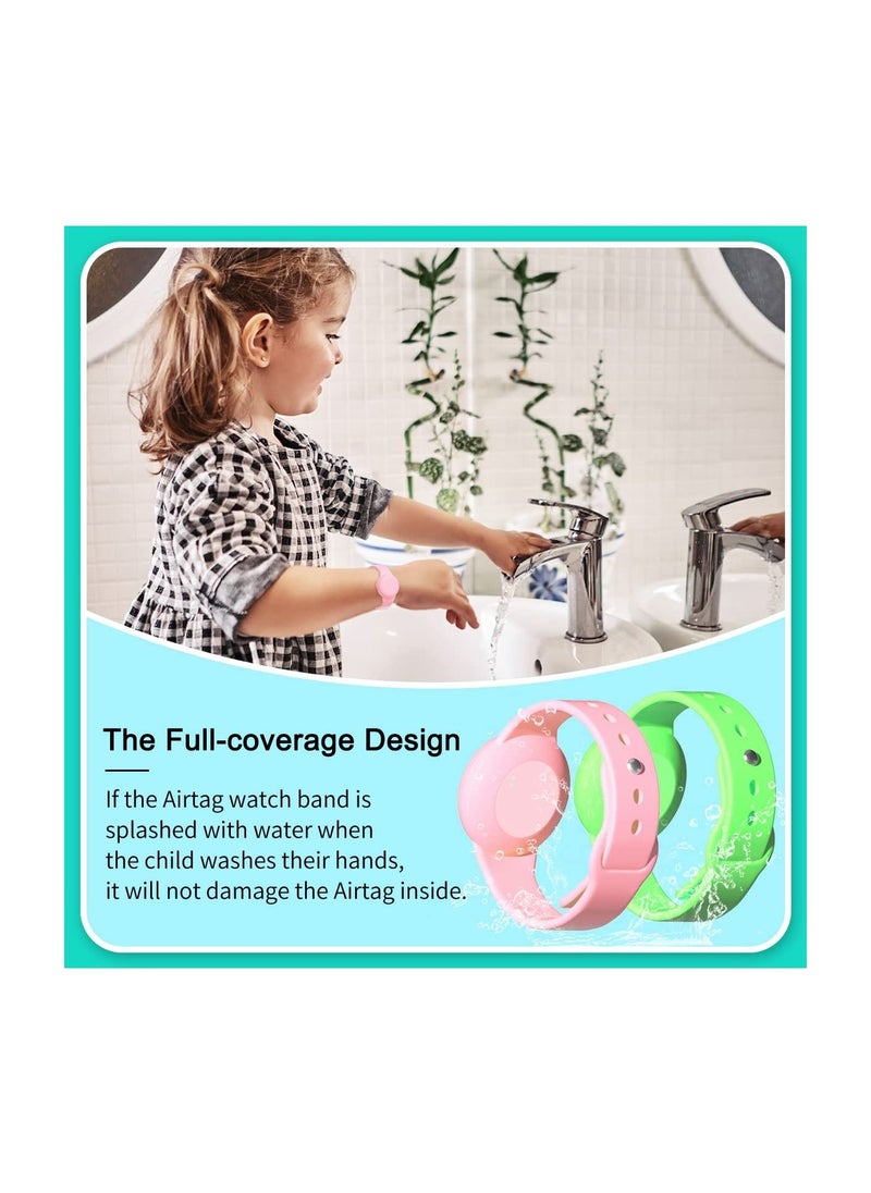 SYOSI - 2 Pack Airtag Bracelet for Kids Waterproof Silicone Wristband Full Case Cover for Apple Airtag Holder Anti Lost Watch Band Hidden Accessories for Toddler Child Strap - Image 1