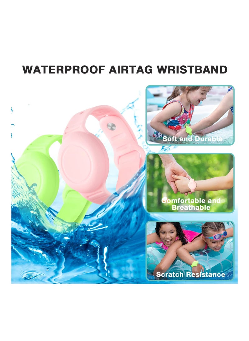 SYOSI - 2 Pack Airtag Bracelet for Kids Waterproof Silicone Wristband Full Case Cover for Apple Airtag Holder Anti Lost Watch Band Hidden Accessories for Toddler Child Strap - Image 1