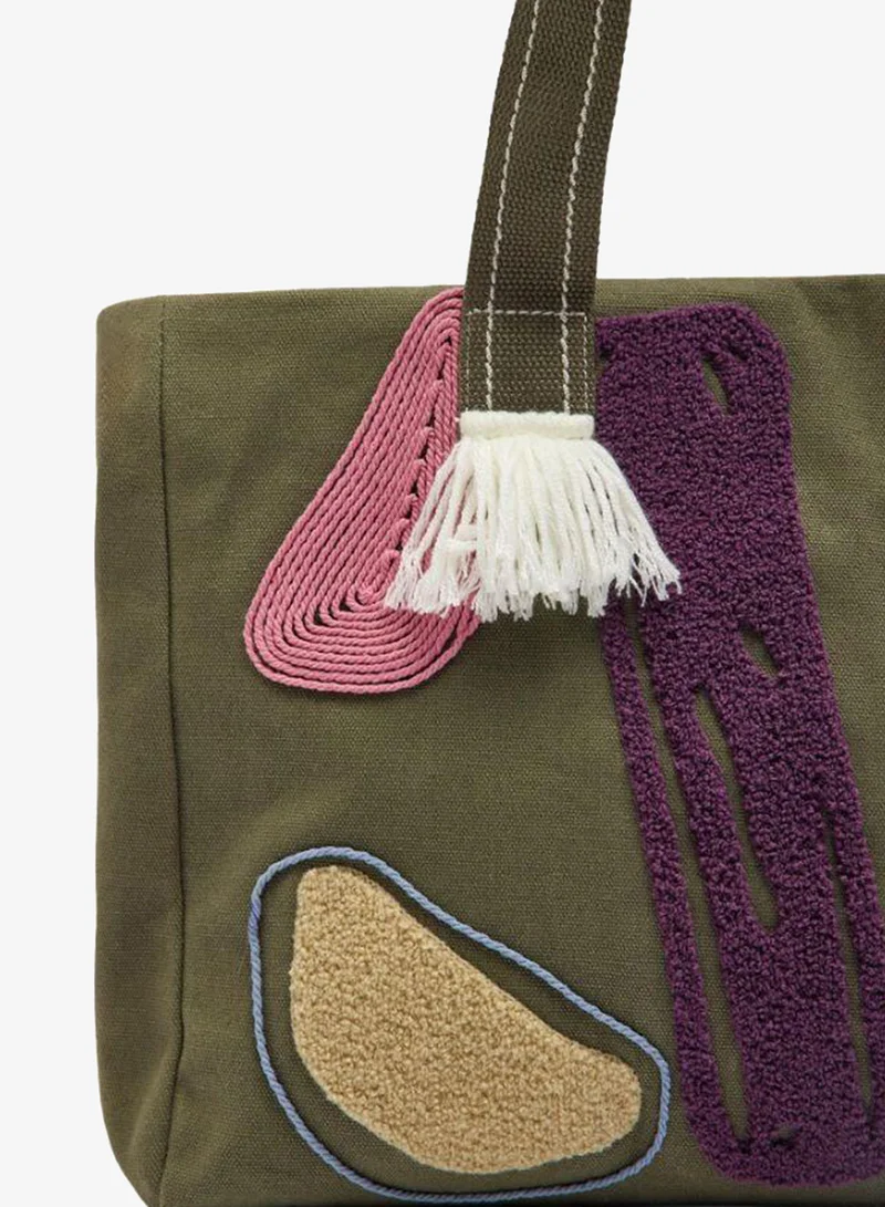 PARFOIS Shopper Bag In Fabric With Multicolor Applications