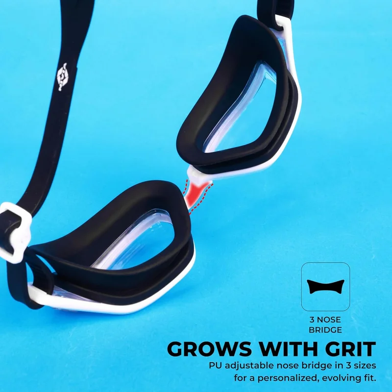 Nivia  Nivia Visionz Swimming Goggles for Adults - Anti Fog, UV Protection, Comfort Fit - Black/White  | Best Price UAE