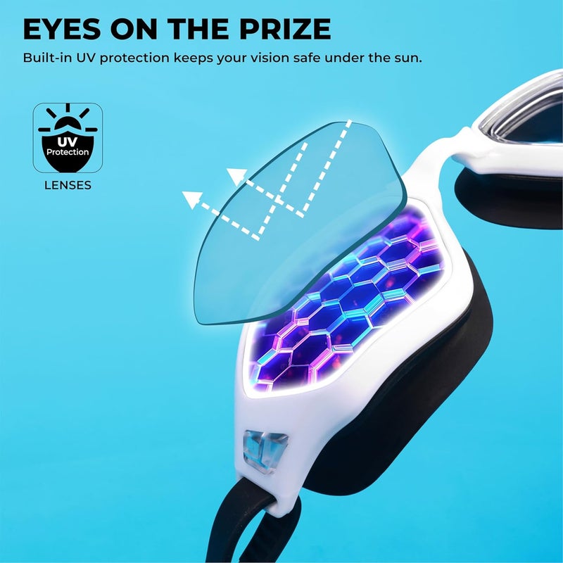 Nivia Visionz Swimming Goggles for Adults - Anti Fog, UV Protection, Comfort Fit - Black/White - Image 4