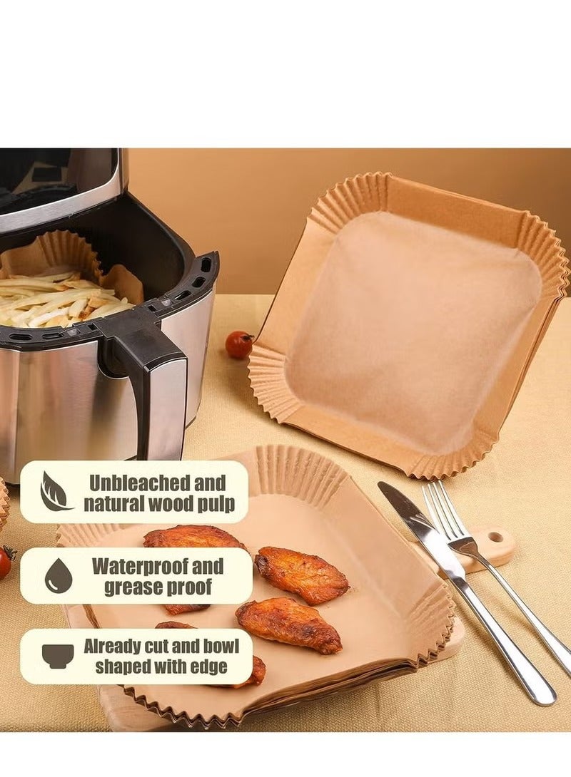 Air Fryer Liner 100 PCS Round Disposable Baking Paper Non-Stick Paper Parchment for Air Fryer, Steamer, Microwave, Frying Pan(7.9IN-Square)  - Image 2