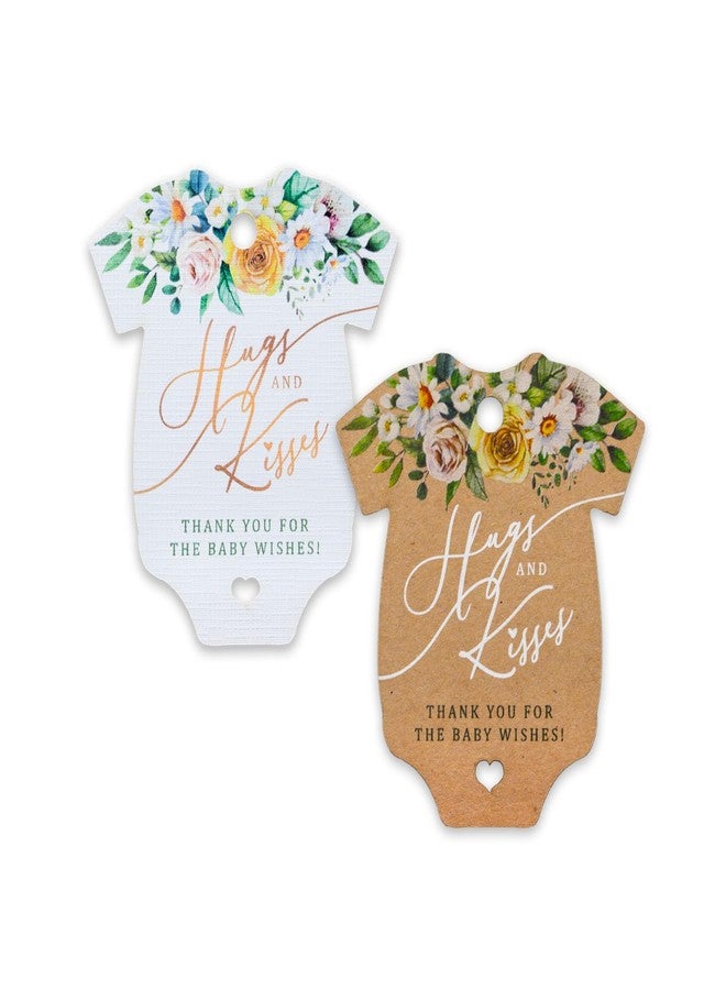 Summer-Ray.com Summer-Ray 50pcs Onesie Hugs & Kisses Floral-Themed Baby Shower Favor Tags (White) - Image 5