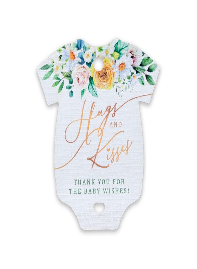 Summer-Ray.com Summer-Ray 50pcs Onesie Hugs & Kisses Floral-Themed Baby Shower Favor Tags (White) - Image 1