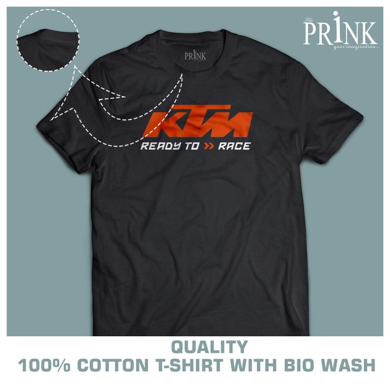 Prink Regular Fit T-Shirt Black | KTM Printed Tshirt | Printed Tees | Black Tshirts for Men | Tshirts for Bikers | (XL) - Image 3
