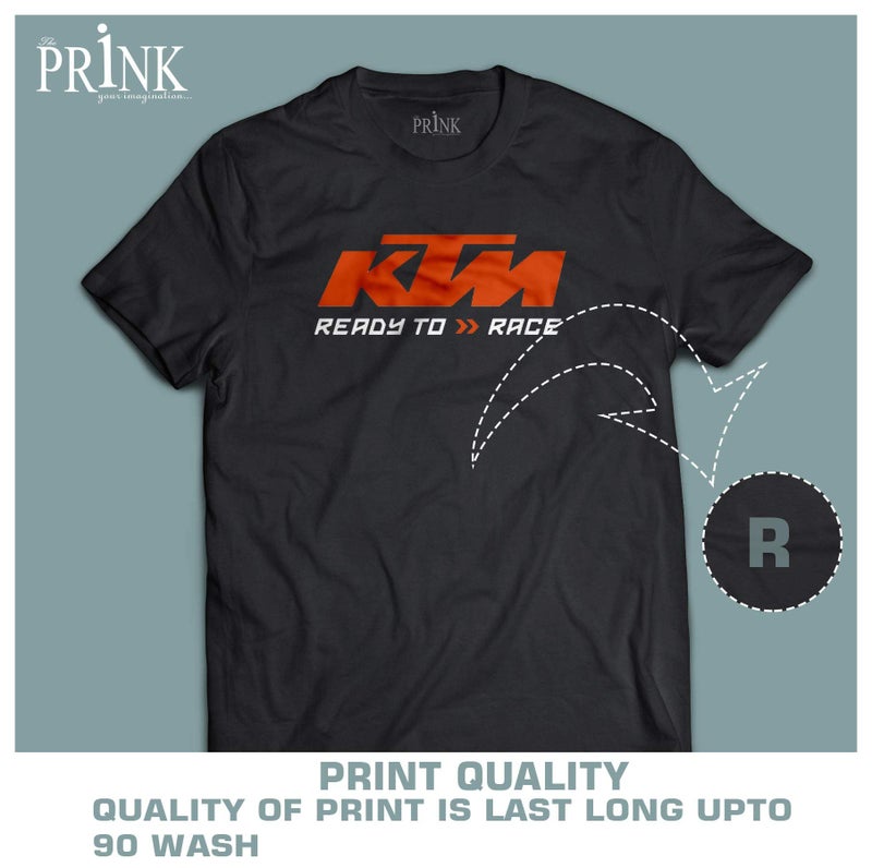 Prink Regular Fit T-Shirt Black | KTM Printed Tshirt | Printed Tees | Black Tshirts for Men | Tshirts for Bikers | (XL) - Image 4