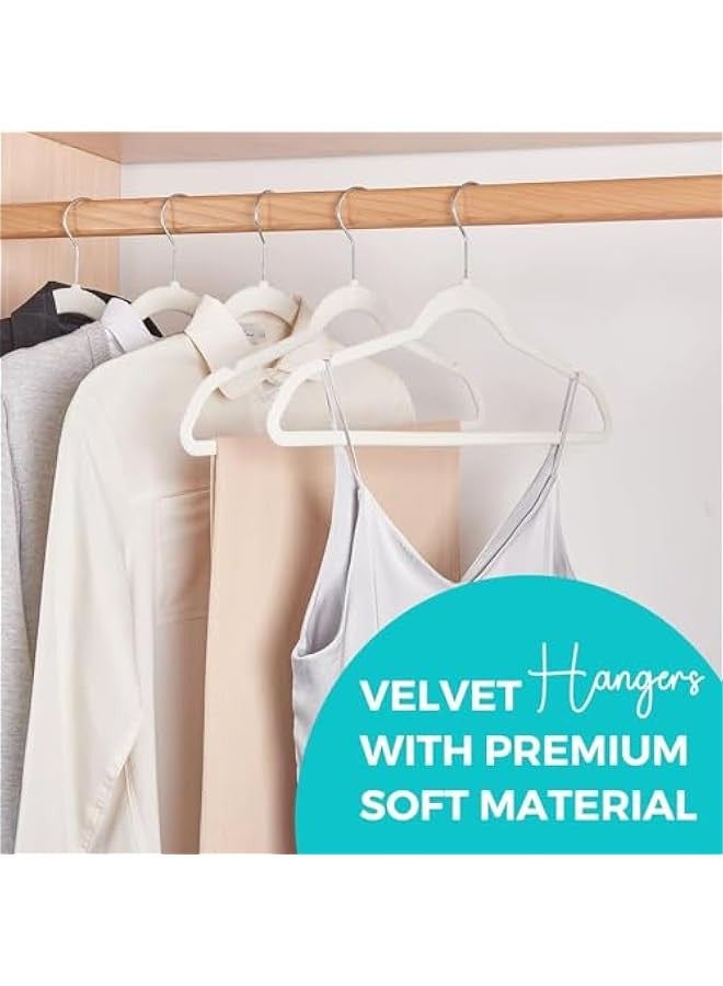 بيوينتي شالقات مخملية ممتازة 50 حزمة ، غير انزلاق تجمع شعر ، ملابس قوية معطف ثقيل وبدلة ، دائمة رقيقة لتوفير مساحة الخزانة (أبيض) - Image 2