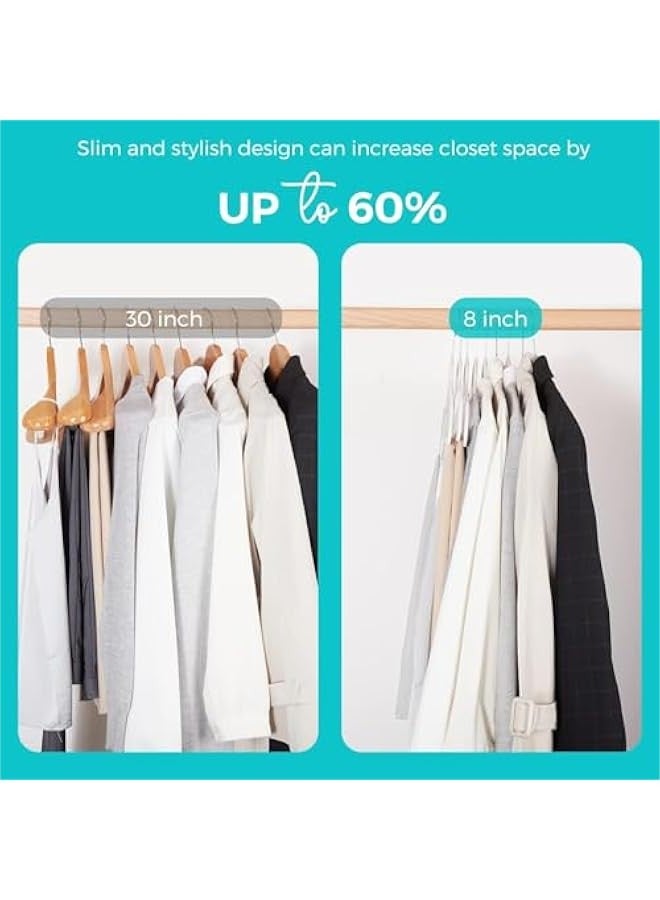 بيوينتي شالقات مخملية ممتازة 50 حزمة ، غير انزلاق تجمع شعر ، ملابس قوية معطف ثقيل وبدلة ، دائمة رقيقة لتوفير مساحة الخزانة (أبيض) - Image 4