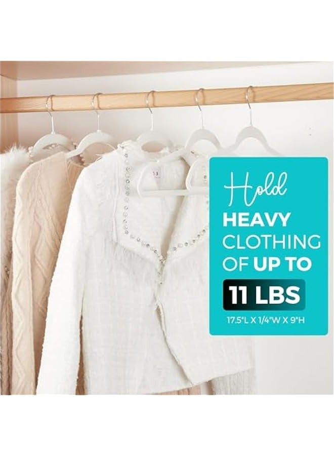 بيوينتي شالقات مخملية ممتازة 50 حزمة ، غير انزلاق تجمع شعر ، ملابس قوية معطف ثقيل وبدلة ، دائمة رقيقة لتوفير مساحة الخزانة (أبيض) - Image 5