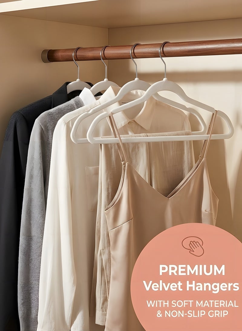 Beauenty Premium Velvet Hangers 50 Pack, Non-Slip Flocked Felt, Sturdy Clothes Heavy Duty Coat & Suit, Durable Slim for Closet Space Saving (white) - Image 2