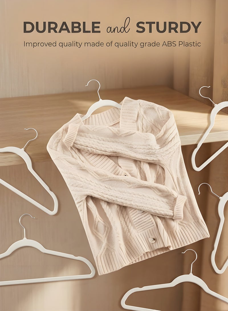 Beauenty Premium Velvet Hangers 50 Pack, Non-Slip Flocked Felt, Sturdy Clothes Heavy Duty Coat & Suit, Durable Slim for Closet Space Saving (white) - Image 3