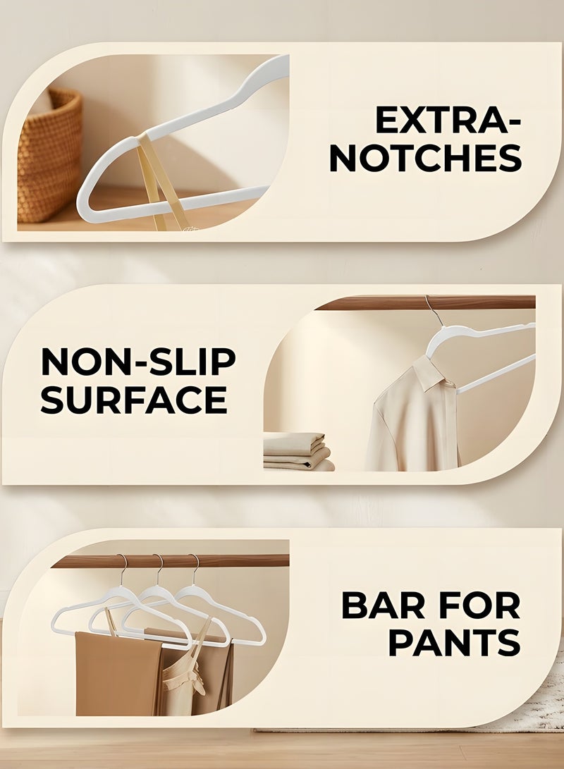 Beauenty Premium Velvet Hangers 50 Pack, Non-Slip Flocked Felt, Sturdy Clothes Heavy Duty Coat & Suit, Durable Slim for Closet Space Saving (white) - Image 5