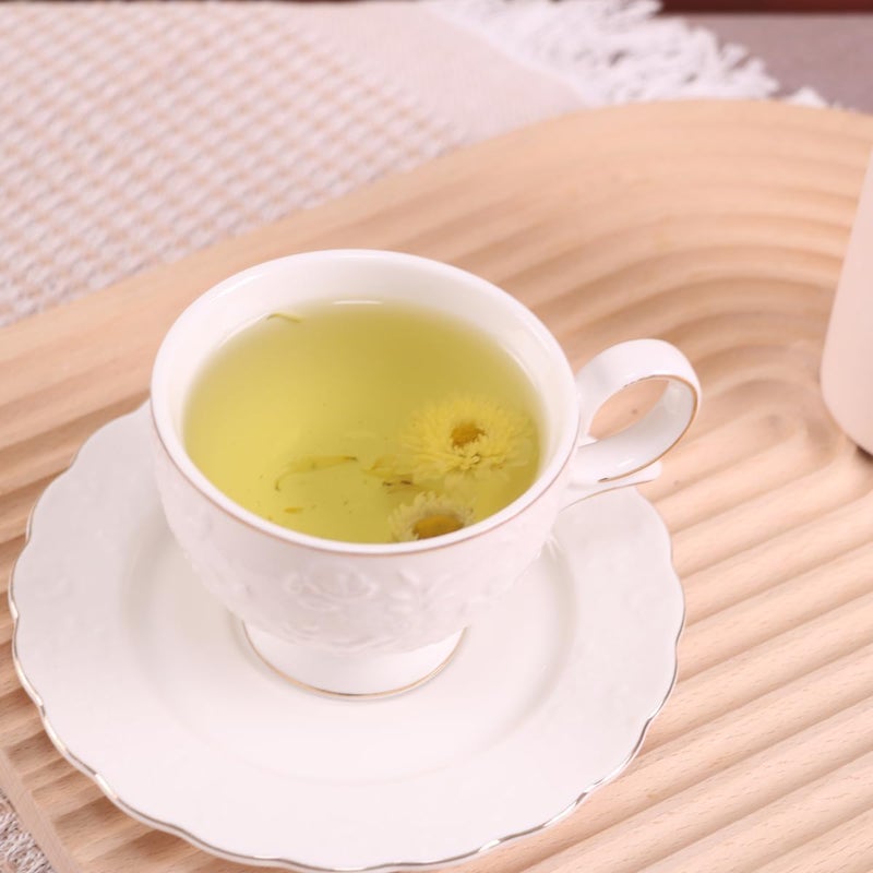 GuangYang 12 قطعة من أكواب الشاي الفاخرة من البورسلين المزخرفة بتصميم ورد فريد مع saucers مجموعة من 6 أكواب سيراميك يدوية الصنع بخط ذهبي لكابتشينو - Image 4