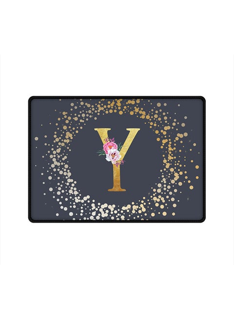 Designer Gaming Mouse Pad  Anti-Skid Mousepad Large Keyboard Mouse Pad Desk Mat Custom Monogram Initial Letter Floral Pattern Alphabet - Y  (Grey)