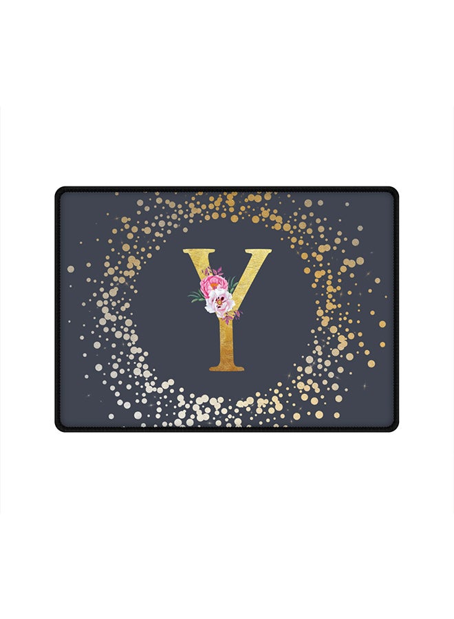 Designer Gaming Mouse Pad  Anti-Skid Mousepad Large Keyboard Mouse Pad Desk Mat Custom Monogram Initial Letter Floral Pattern Alphabet - Y  (Grey)
