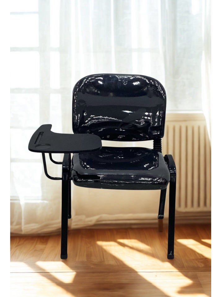 سمارت هوم كرسي مكتب مريح مع طاولة جانبية قابلة للإزالة - كرسي دراسة للمحاضرات والتدريب، مثالي للمكاتب والفصول الدراسية وغرف الاجتماعات - تصميم شبكي قابل للتهوية مع مقعد مبطن وإطار معدني متين - Image 1