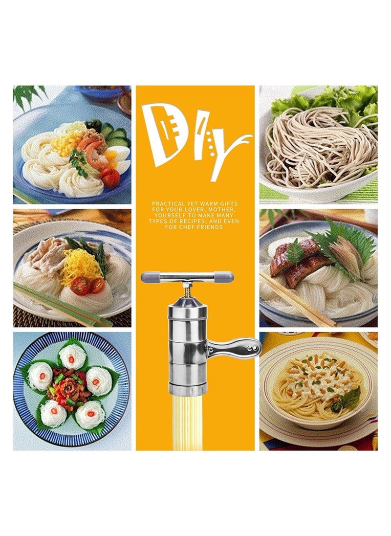 SYOSI - Manual Pasta Maker, Stainless Steel Noodle Maker, Juice Extractor Fruit Juicer Press Pasta Press Machine With 5 Models, Stainless Steel Hand Crank Spaghetti Fettuccine Noodle Dough Press Machine - Image 1