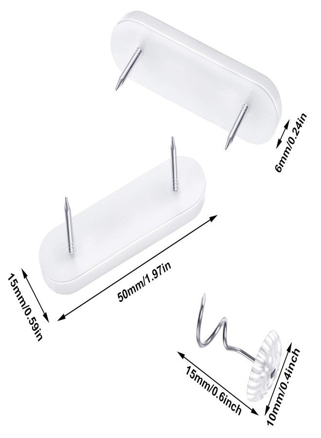 Jetec 40 Pieces Plastic Bed Skirt Pins Holding Head Double White Furniture Chair Leg Glide Nails Clear Heads Twist Pins for Slipcovers and Bed Skirts - Image 2
