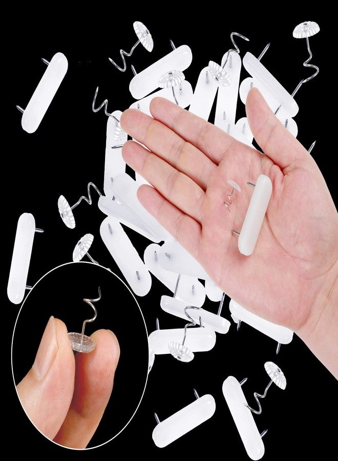 Jetec 40 Pieces Plastic Bed Skirt Pins Holding Head Double White Furniture Chair Leg Glide Nails Clear Heads Twist Pins for Slipcovers and Bed Skirts - Image 4