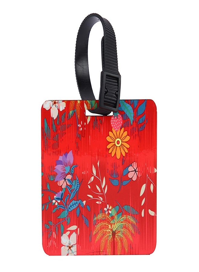 PentaDeco Red Floral Wooden Luggage Tag | 3x3 Inch High-Definition Print Bag Charm | Vibrant Travel Accessory for Luggage & Backpacks - Image 3