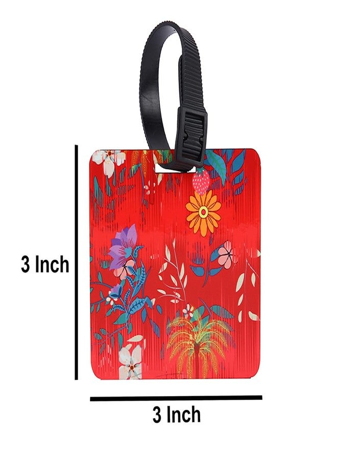 PentaDeco Red Floral Wooden Luggage Tag | 3x3 Inch High-Definition Print Bag Charm | Vibrant Travel Accessory for Luggage & Backpacks - Image 2