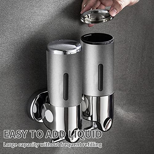 prosfalt 3 in 1 Chamber Wall Mounted Bathroom Shower Pump Dispenser and Organizer-Holds Shampoo, Soap, Conditioner, Shower Gel, for Bathroom Kitchen Hotel (Silver) - Image 3