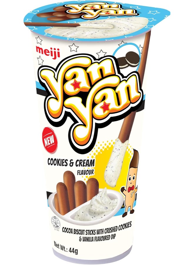 Meiji Yan Yan Biscuits With Cookies & Cream Flavor Dips 44g Pack of 10 - Image 2