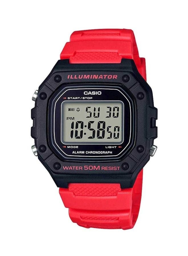 CASIO W-218H-4BVDF Men's Youth Digital Watch, 43mm, Black Red - Image 1