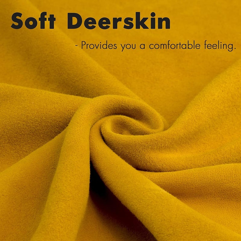 FEISHDEK Kids Work Gloves Age 2-14, Extra Soft Deerskin Suede, Durable, Flexible Toddler Youth Genuine Leather Gloves for Kids Yard Work, Working, Gardening (Small, Yellow, 2-4 Years Old) - Image 3