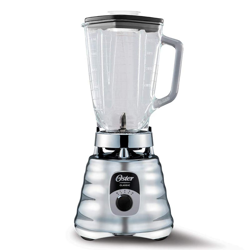 Oster Original 3 Speed Chrome Blender, 6 Times more Durable Motor, 10 Times Stronger, 5 Cup Glass Jar - Image 1