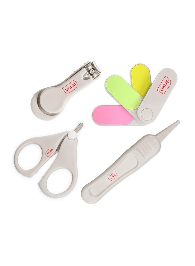 Luvlap Baby 4in1 Nail Grooming Set, Scissor, Clipper, Tweezer & Filer, Baby Grooming Kit, Baby Nail Scissor, Grooming Kit for New Born Baby, Baby Nail Cutter, New Born Grooming Kit, 4pcs, White, 0m+ - Image 1