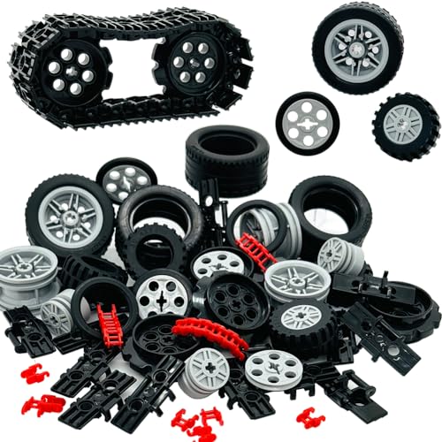 Miutrue Technical Parts Car Gears Wheels Treads Chain Links Building Blocks Accessories Pieces kit Construction Toys for Kids 6yrs+ Compatible with Major Brands - Image 1