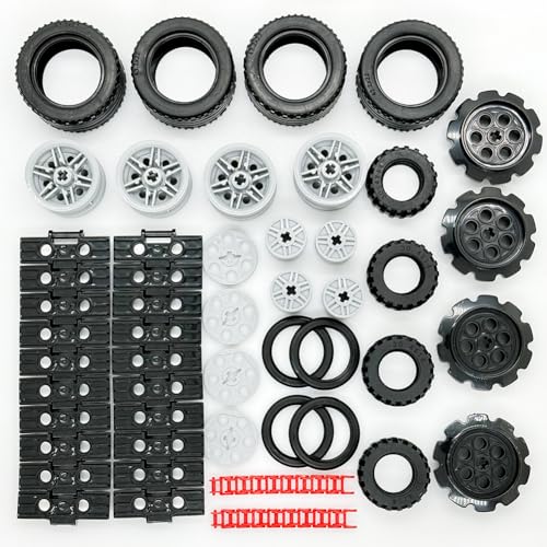 Miutrue Technical Parts Car Gears Wheels Treads Chain Links Building Blocks Accessories Pieces kit Construction Toys for Kids 6yrs+ Compatible with Major Brands - Image 2