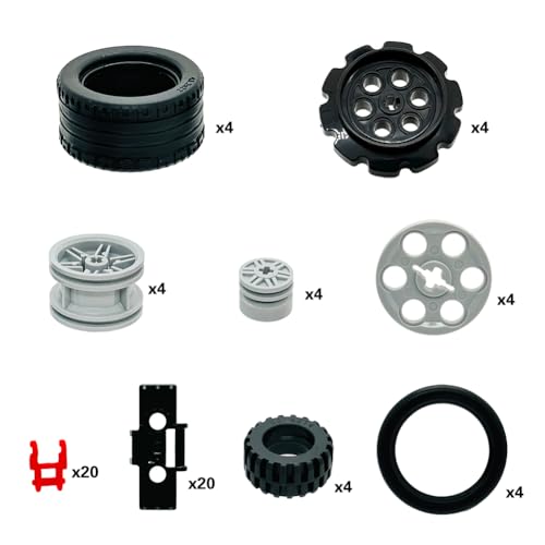 Miutrue Technical Parts Car Gears Wheels Treads Chain Links Building Blocks Accessories Pieces kit Construction Toys for Kids 6yrs+ Compatible with Major Brands - Image 4