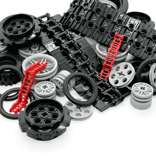 Miutrue Technical Parts Car Gears Wheels Treads Chain Links Building Blocks Accessories Pieces kit Construction Toys for Kids 6yrs+ Compatible with Major Brands - Image 5