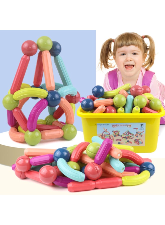 Multifunctional Magnetic Rods Children's Building Blocks Assembly Educational Baby Early Education Magnets For Boys Girls-Color:36 Suit 【pattern Ball】 Storage Box-Specifications:25-36-42-64 - Image 3