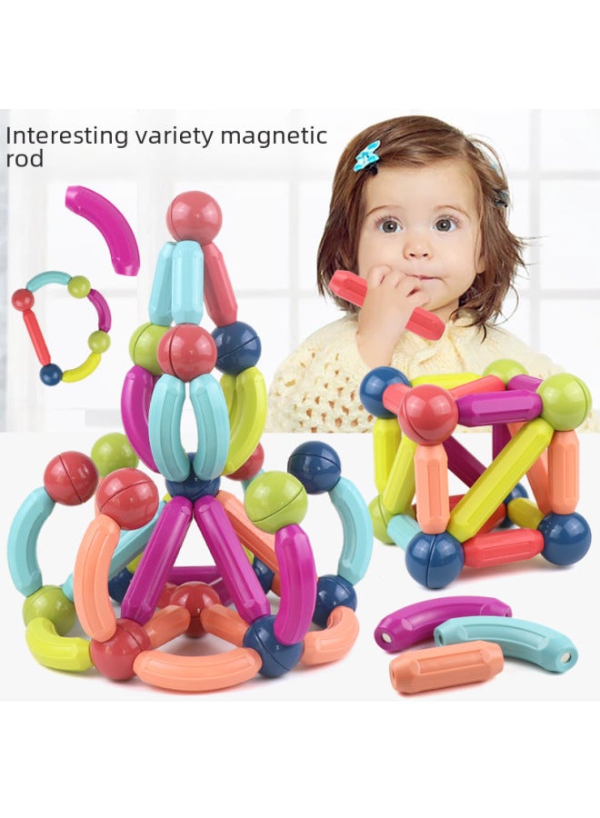 Multifunctional Magnetic Rods Children's Building Blocks Assembly Educational Baby Early Education Magnets For Boys Girls-Color:36 Suit 【pattern Ball】 Storage Box-Specifications:25-36-42-64 - Image 2