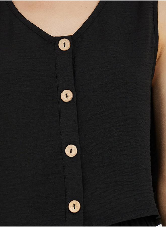 Styli - Button Front Crop Top & Straight Leg Pants Co-Ords - Image 1