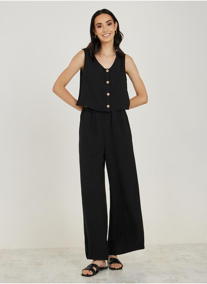 Styli - Button Front Crop Top & Straight Leg Pants Co-Ords - Image 1